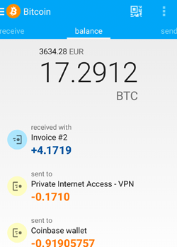 Bitcoin balance screenshot